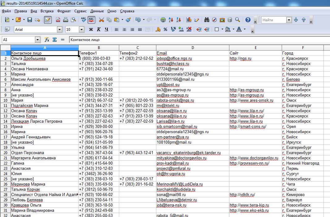 Файл Excel с данными с ngsrabota.ru